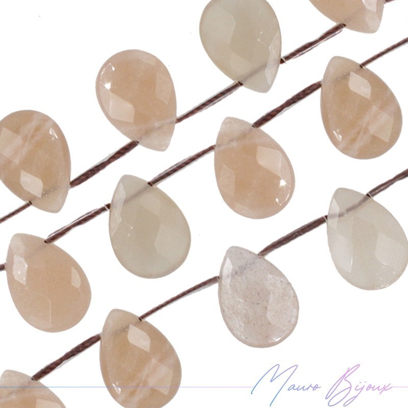 Faceted Droplet Sunstone 14x10mm (25pcs)