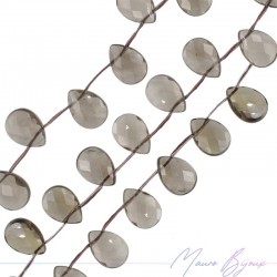 Faceted Droplet Light Smoky Quartz 14x10mm (25pcs)