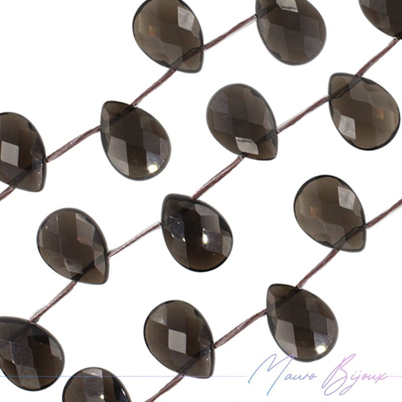 Faceted Droplet Light Smoky Quartz 14x10mm (25pcs)