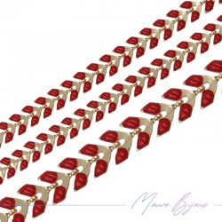 Fishbone Brass Enamelled Chain Red