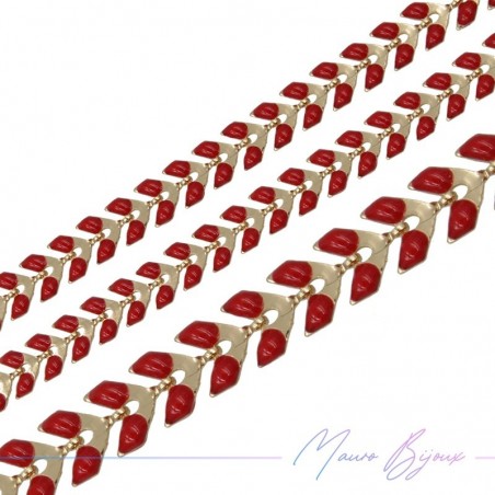 Fishbone Brass Enamelled Chain Red
