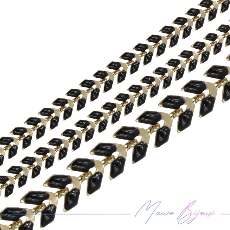 Fishbone Brass Enamelled Chain Black