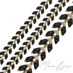 Fishbone Brass Enamelled Chain Black