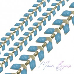 Fishbone Brass Enamelled Chain Light Blue