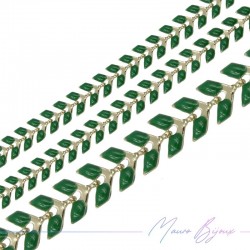 Fishbone Brass Enamelled Chain Green