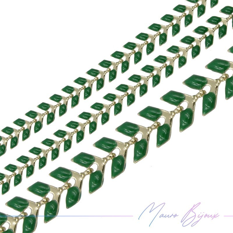 Catene in Ottone Smaltati a Lisca di Pesce Verde