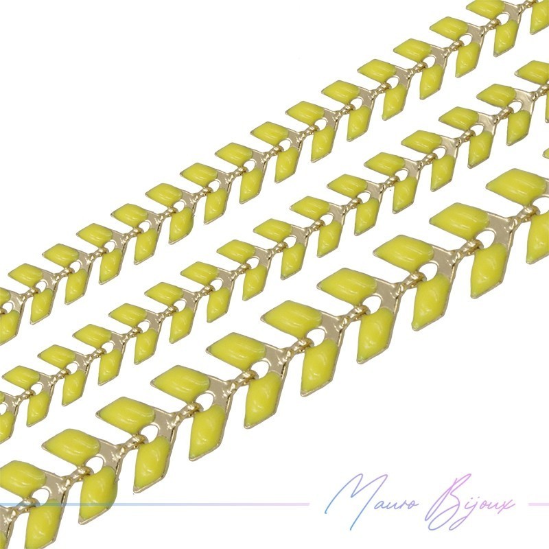Fishbone Brass Enamelled Chain Yellow