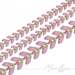 Fishbone Brass Enamelled Chain Pink