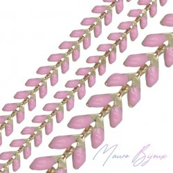Fishbone Brass Enamelled Chain Pink