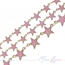 Star Brass Enamelled Chain Pink