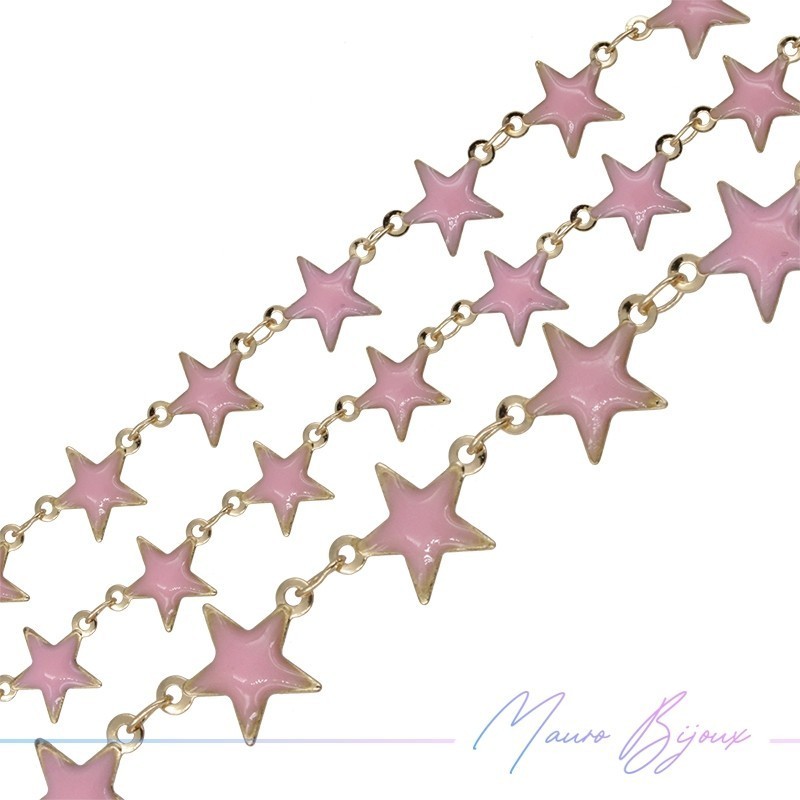 Star Brass Enamelled Chain Pink