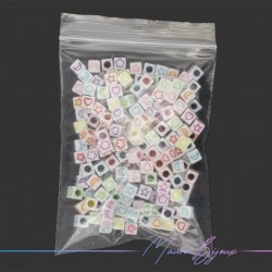 Plastic Cube Beads Mixed Designs Multicolor