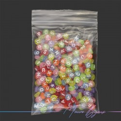 Plastic Round Letter Beads Multicolor Transparent
