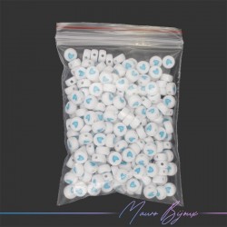 Plastic Round Heart Beads Blue