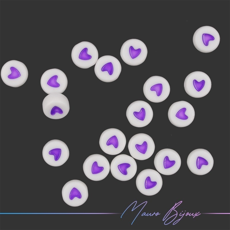 Violet Heart in Plastic Round Beads