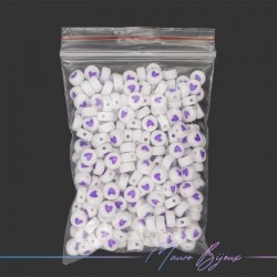 Violet Heart in Plastic Round Beads