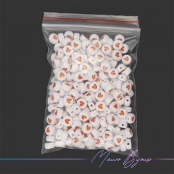 Orange Heart in Plastic Round Beads