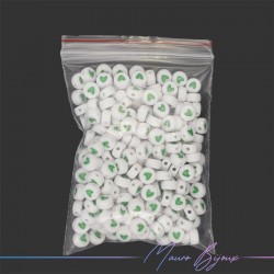 Green Heart in Plastic Round Beads