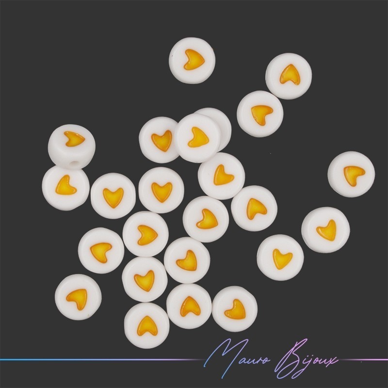 Yellow Heart in Plastic Round Beads