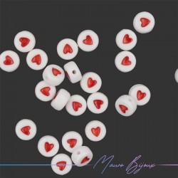 Red Heart in Plastic Round Beads