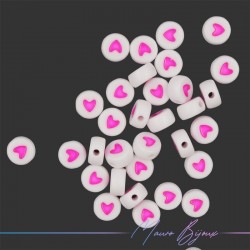 Pink Heart in Plastic Round Beads