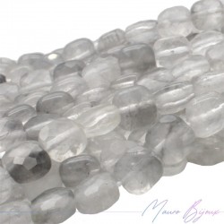 Faceted Square Gray Quartz 8mm (Wire of 40cm)