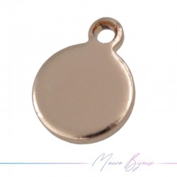 Flat Round Brass Pendant Color Rosegold 5mm