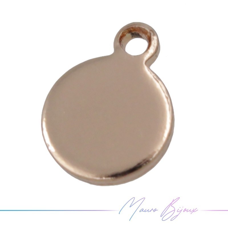 Flat Round Brass Pendant Color Rosegold 5mm
