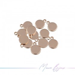 Flat Round Brass Pendant Color Rosegold 5mm