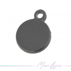 Flat Round Brass Pendant Color Gunmetal 5mm