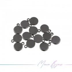 Flat Round Brass Pendant Color Gunmetal 5mm