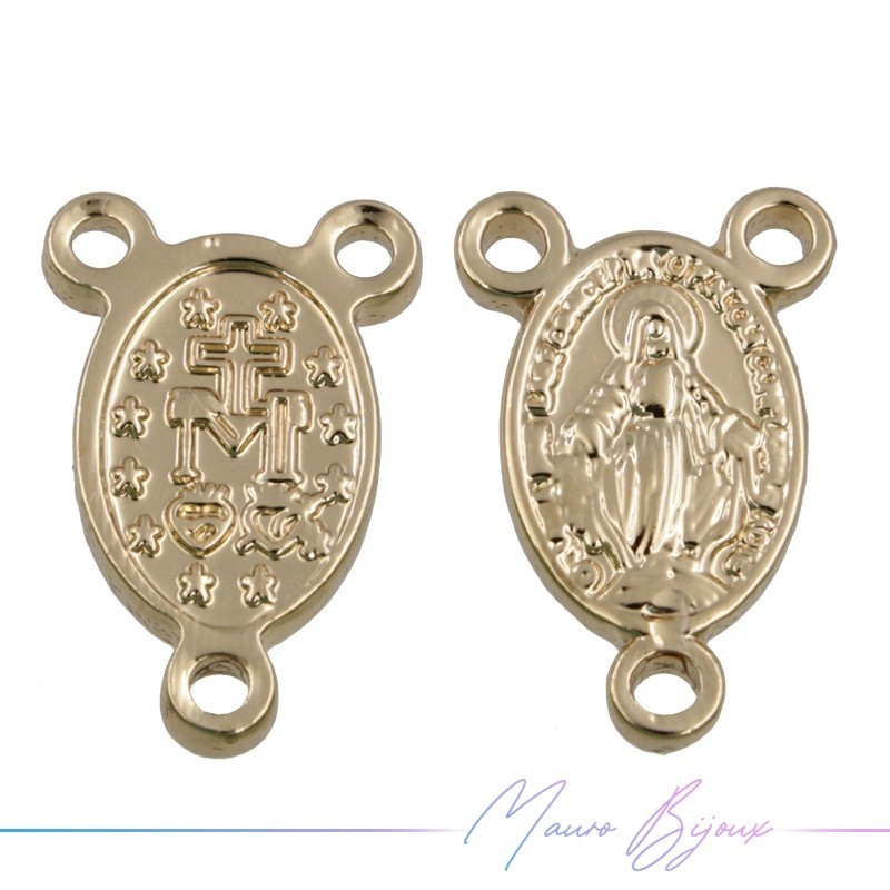 Ciondolo in Ottone Madonnina 3 Fori Oro 7x10mm