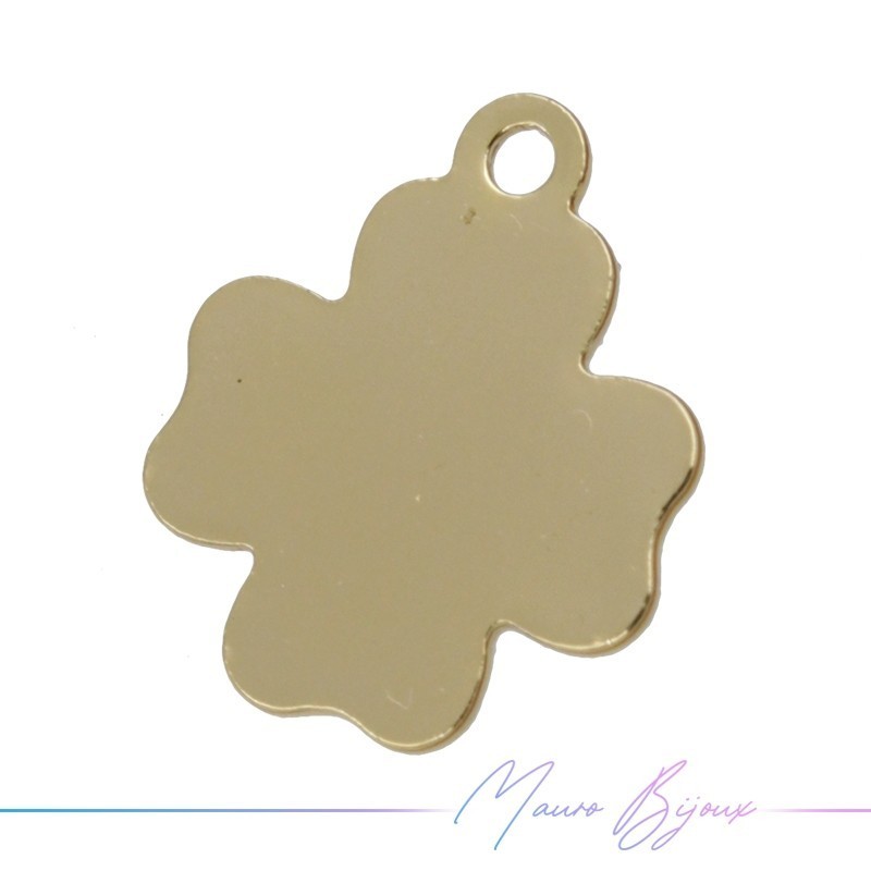 Gold Cloverleaf Brass Pendant 10mm