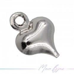 Silver Heart Brass Pendant 6.5x5mm