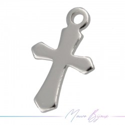 Silver Cross Brass Pendant 7x11.5mm