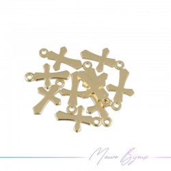 Gold Cross Brass Pendant 7x11.5mm