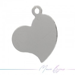 Silver Heart Brass Pendant 11x9mm