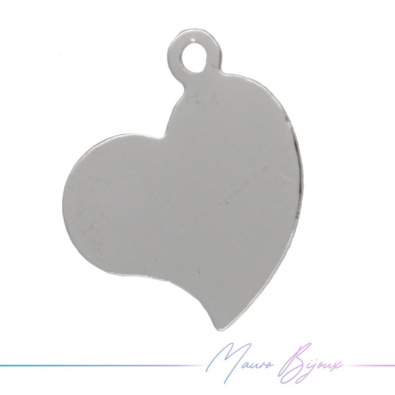 Ciondolo in Ottone Cuore Argento 11x9mm