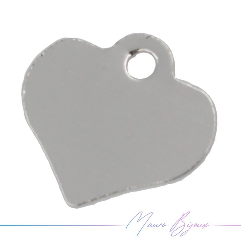 Heart Brass Pendant Color Silver 7x7.5mm