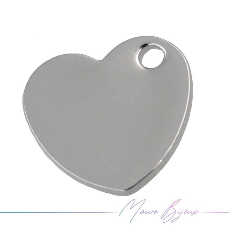 Heart Brass Pendant Color Silver 10x9.5mm
