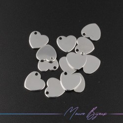 Heart Brass Pendant Color Silver 10x9.5mm