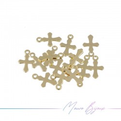 Cross Brass Pendant Color Gold 6x9mm