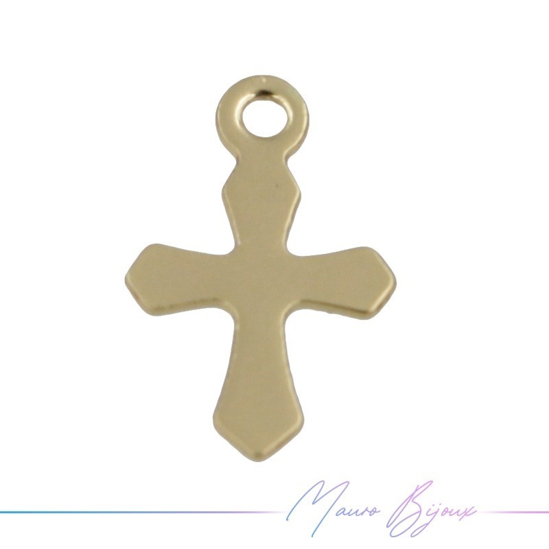 Cross Brass Pendant Color Gold 6x9mm