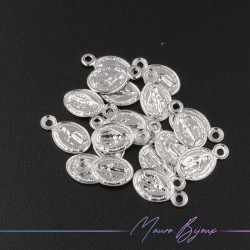 Madonna Brass Pendant Color Silver 8.5x6mm