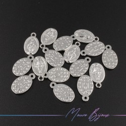 Ciondolo in Ottone Madonnina Argento 12x8.5mm