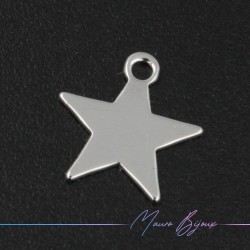 Star Brass Pendant Color Silver 10mm