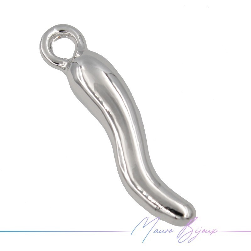 Silver Horn Brass Pendant 22mm