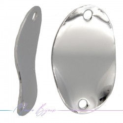 Twisted Oval Brass Pendant Silver 18x12mm