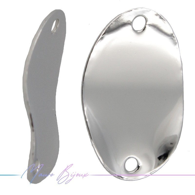 Twisted Oval Brass Pendant Silver 18x12mm