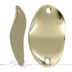 Twisted Oval Brass Pendant Gold 18x12mm
